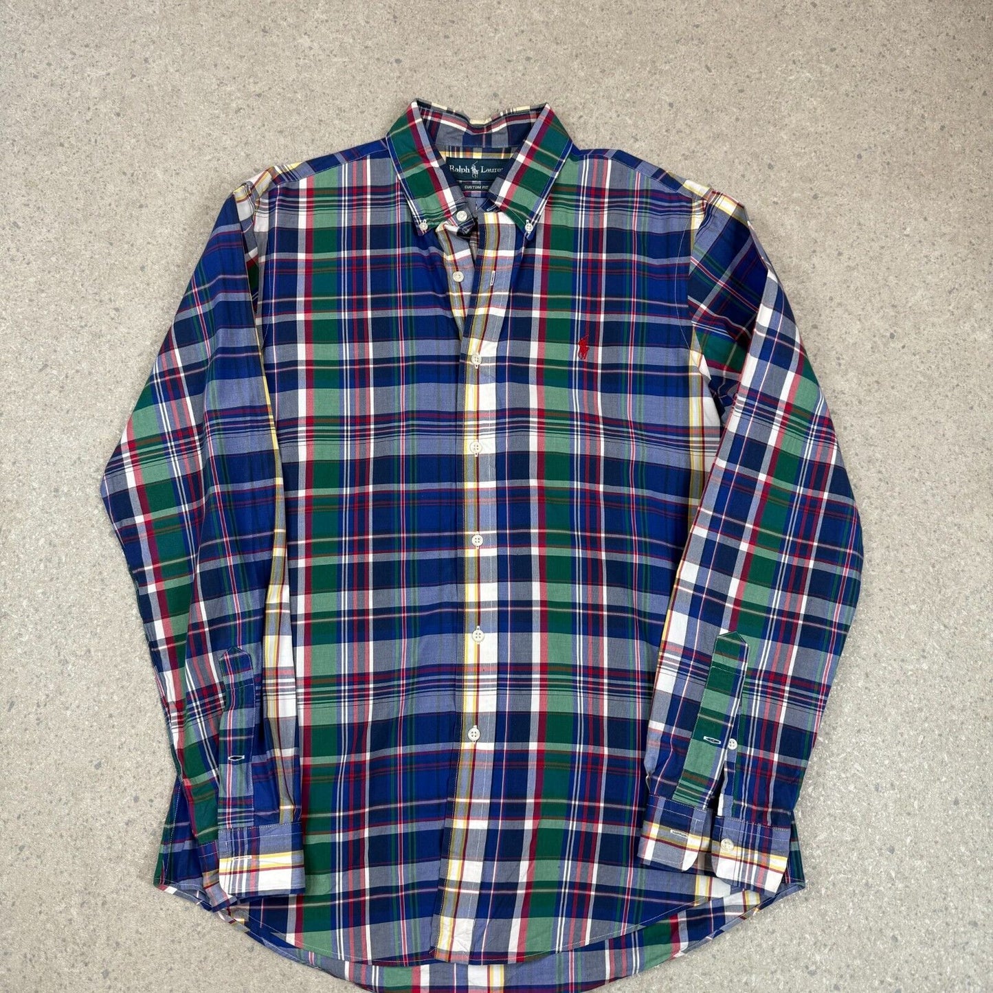 Ralph Lauren Check Shirt Medium Blue Custom Fit