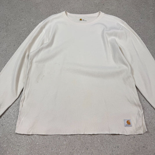 Carhartt Long Sleeve 2XL Cream Colourway Embroidered Logo Heavyweight