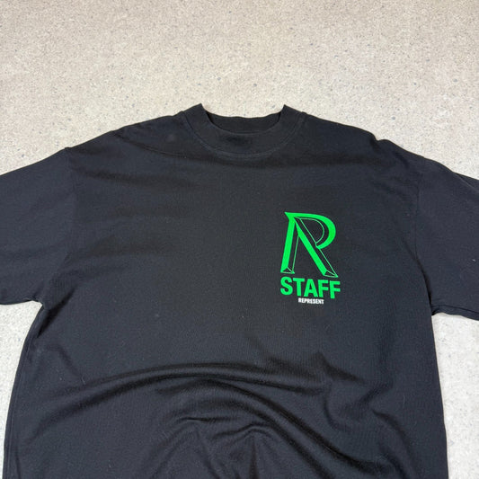 Represent Staff London T Shirt Medium Black Relaxed Fit Rare