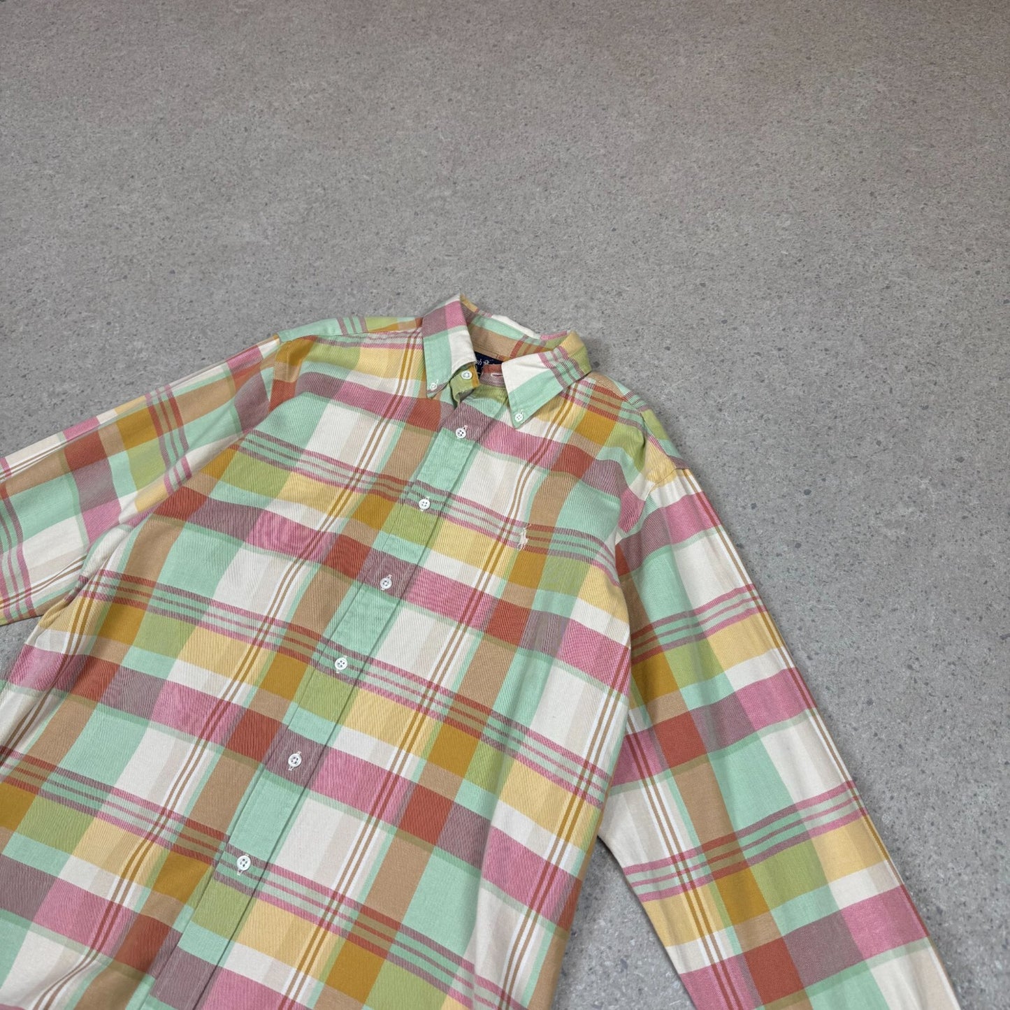 Ralph Lauren Flannel Shirt Large Orange Green Long Sleeve