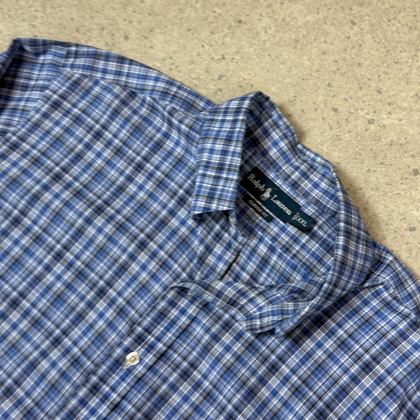 Ralph Lauren Check Shirt 2XL Blue Embroidered Logo