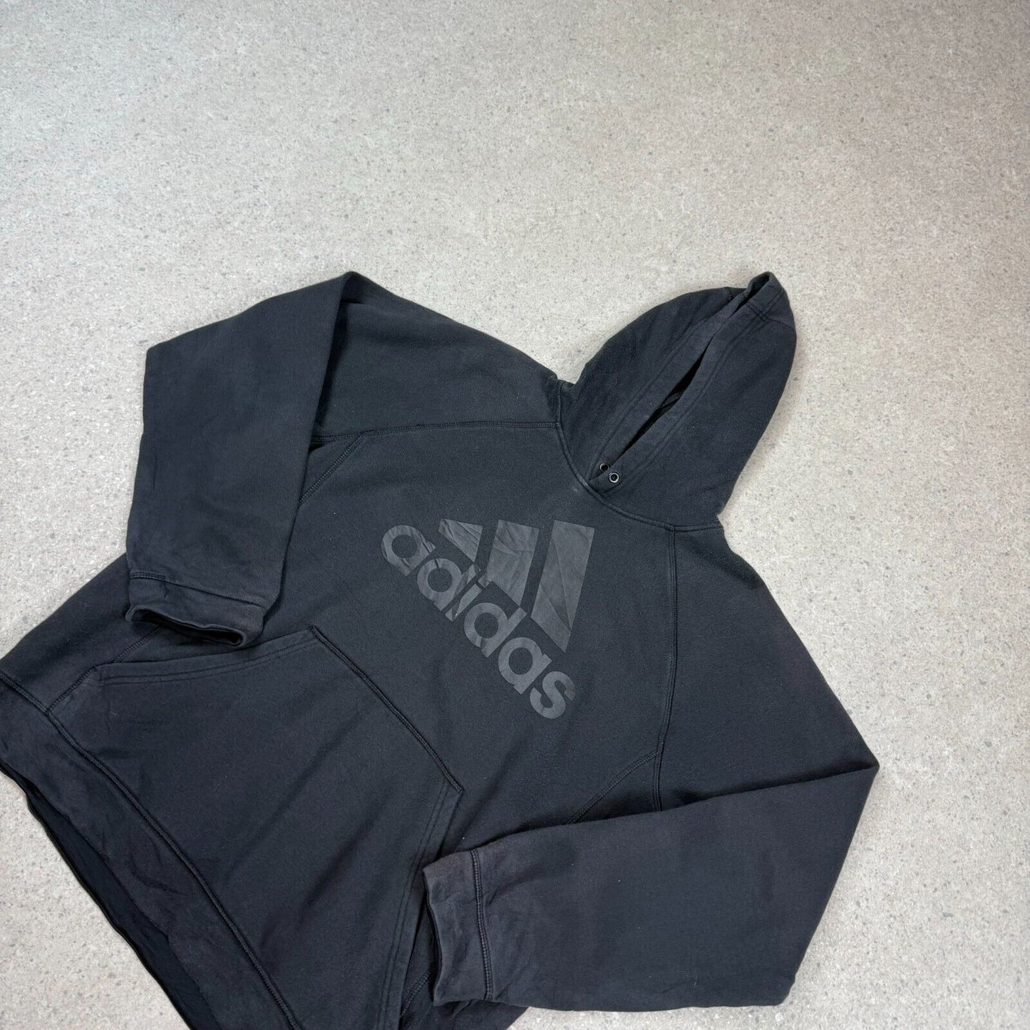 Adidas Hoodie Large Black Spellout Logo Hooded