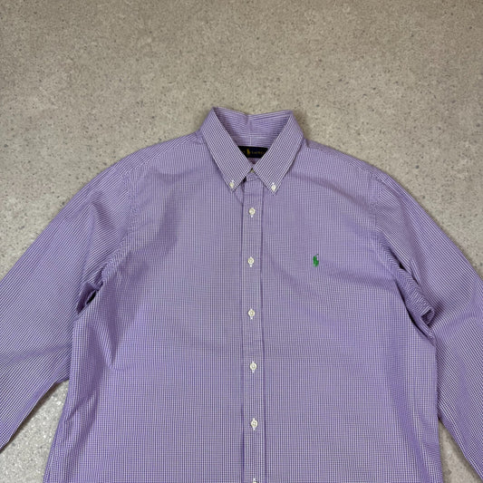 Ralph Lauren Shirt XL Purple White Check Long Sleeve