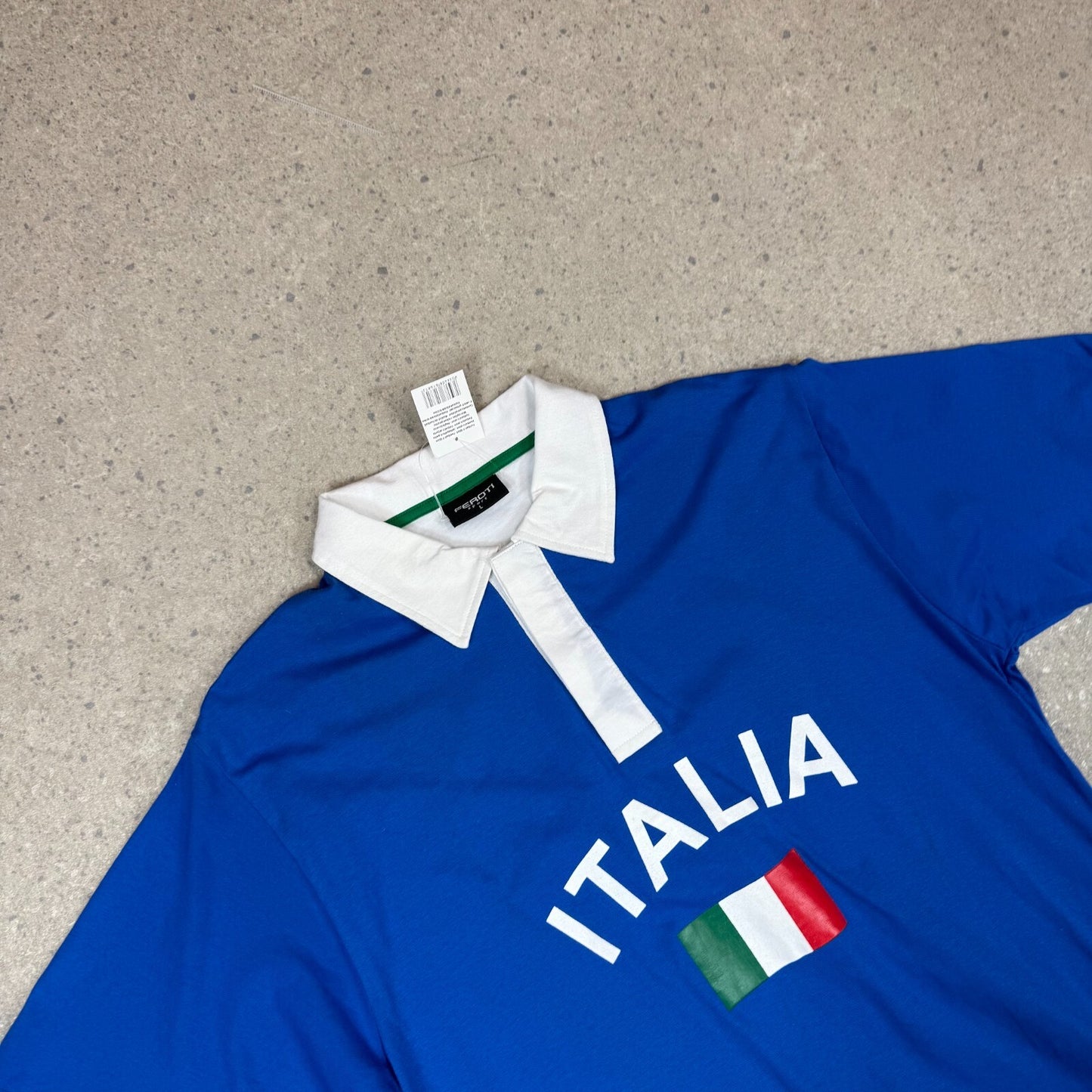 Italy Polo Shirt Large Spellout Logo 90s Italia Short Sleeve