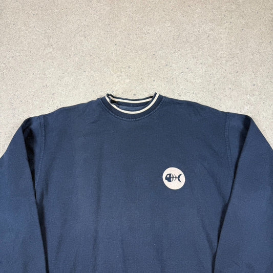 Fishbone Sweatshirt Medium Weird Fish Inspired Navy Cream