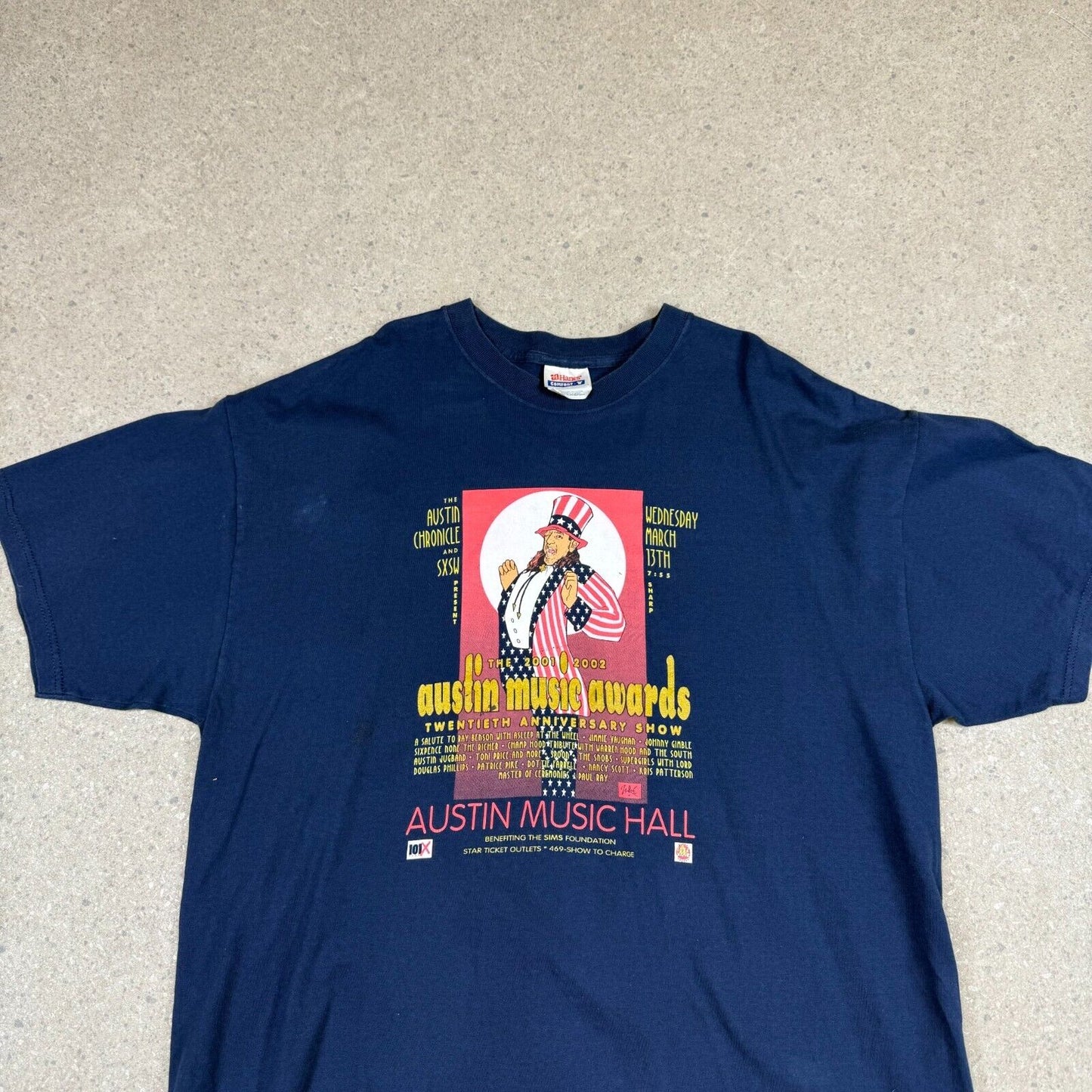 Austin Music Awards 2001 T Shirt XL Blue Hanes Relaxed Fit