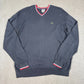 Lacoste V Neck Smart Jumper Large / XL Grey Colourway Embroidered