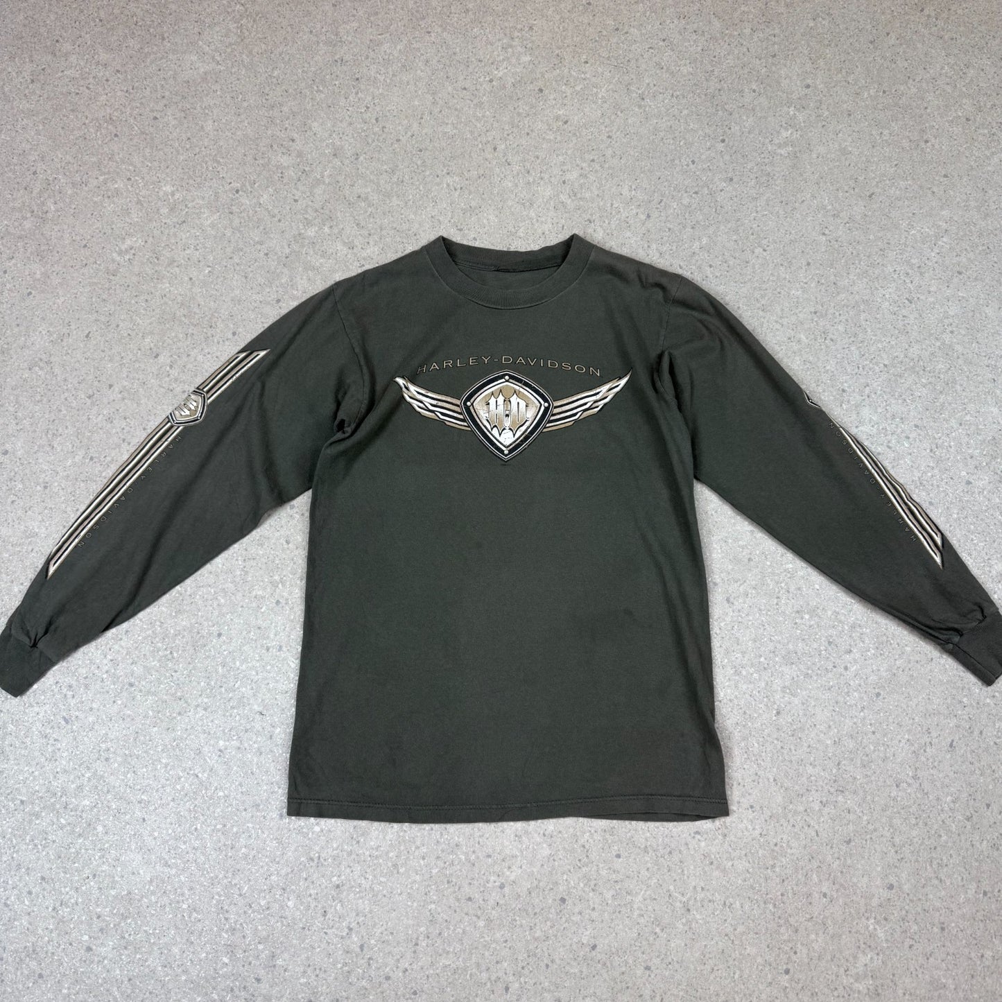 Harley Davidson Long Sleeve Medium Khaki Colourway GOWANDA NY USA