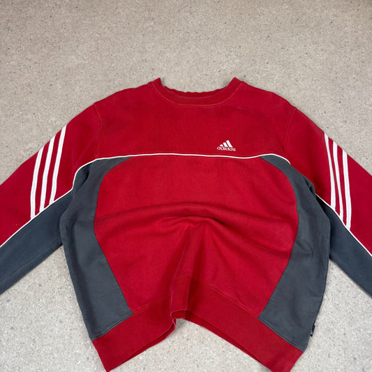 Vintage Adidas Sweatshirt Large 90s Adidas Red / White Colourway