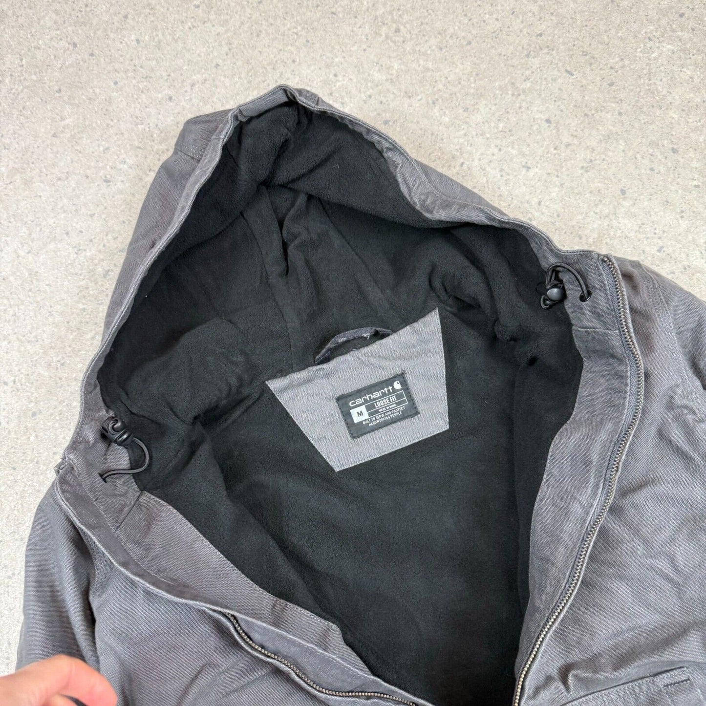 Carhartt Active Canvas Jacket Grey Medium Fleece Lined