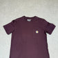 Carhartt T Shirt Small Burgundy Colourway Embroidered Logo Heavyweight