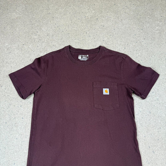 Carhartt T Shirt Small Burgundy Colourway Embroidered Logo Heavyweight