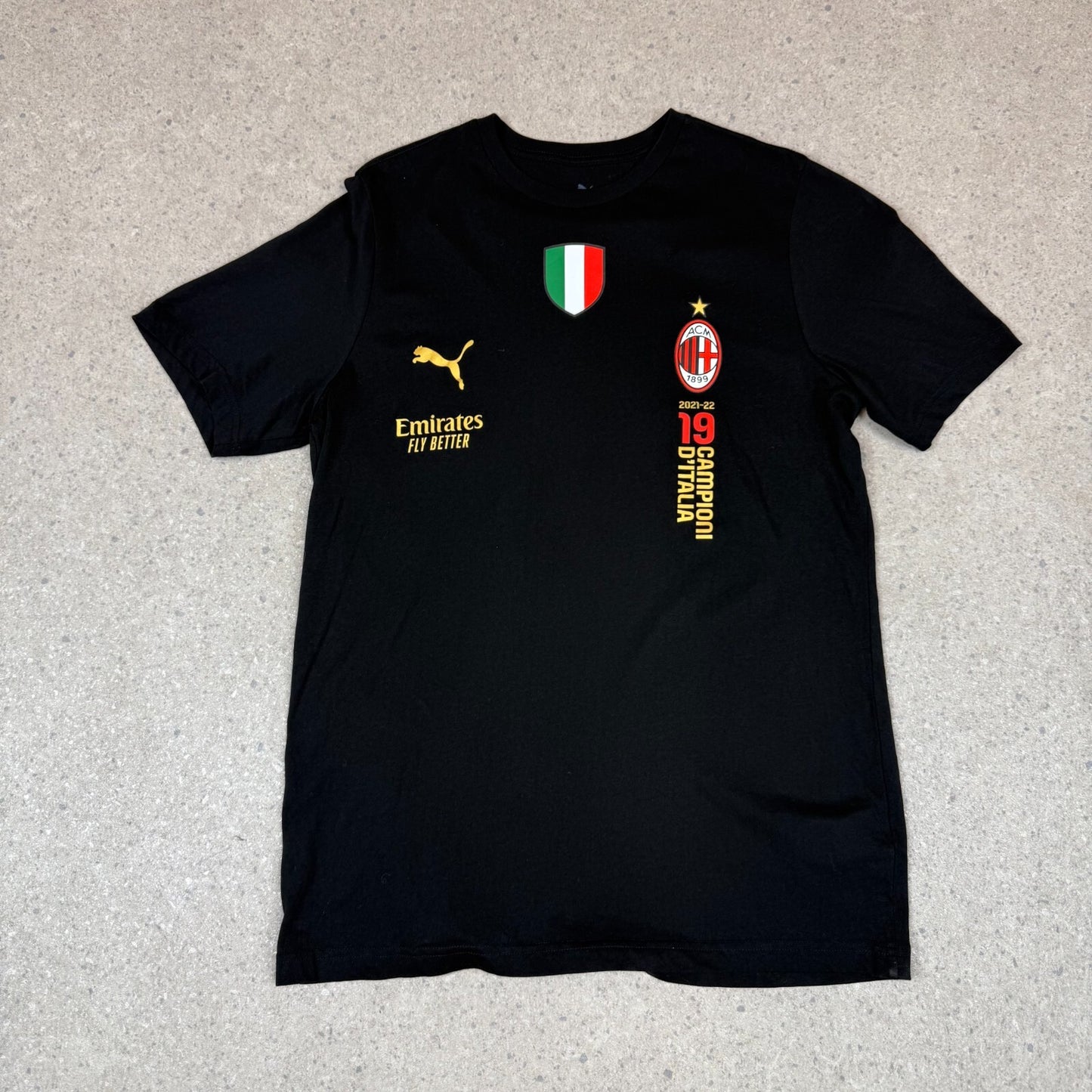 Puma AC Milan T Shirt Medium Black 2021 Champions Relax Fit