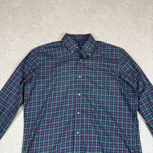 Ralph Lauren Shirt Medium Navy Green Check Button Button Down