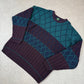 Unbranded Knit Jumper XL Heavyweight Knitted Green Burgundy