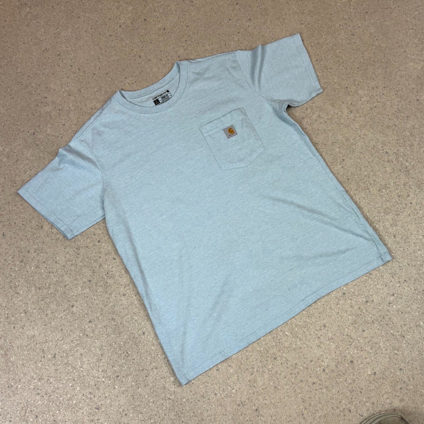 Carhartt Pocket Logo T Shirt Large Loose Fit Baby Blue Colourway Short Sleeve