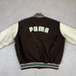 Puma Vintage Varsity Jacket Medium Brown and Cream Wool Leather