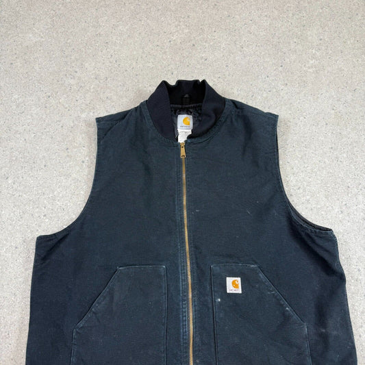 Carhartt Black Winter Vest 2XL Lined Vintage