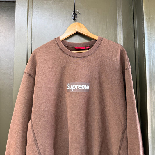 Supreme Box Logo Sweatshirt Brown XL Boxy Fit Long Sleeve
