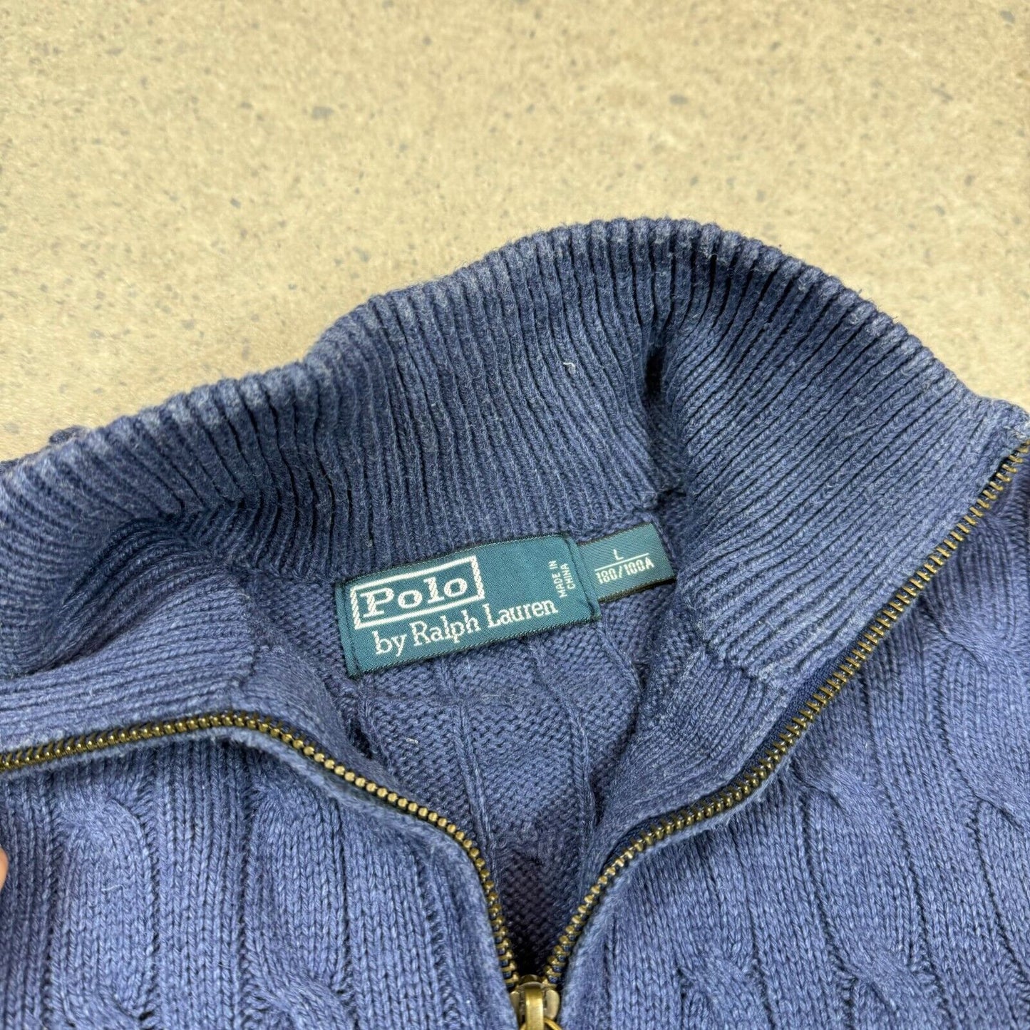 Ralph Lauren 1/4 Zip Ribbed Medium Blue Colourway