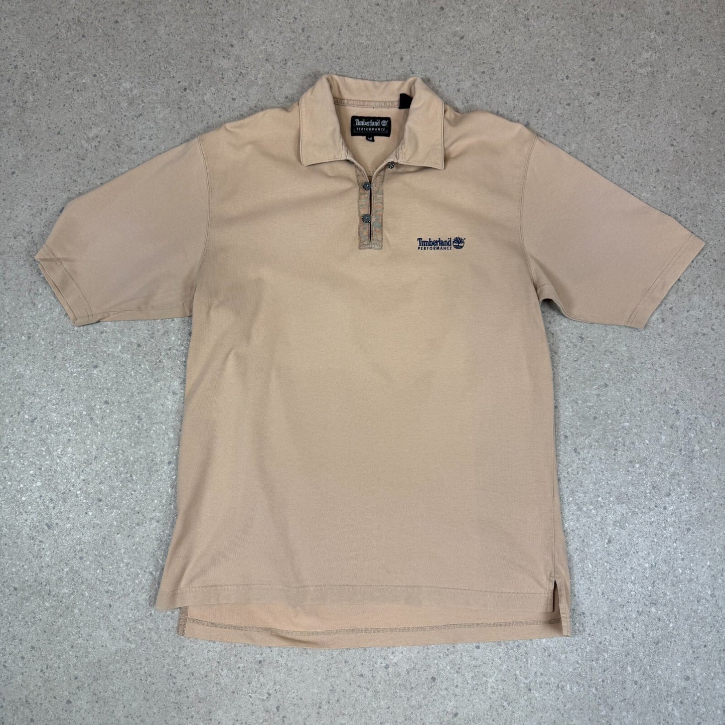 Timberland Polo Shirt Large Beige Colourway Embroidered Logo Short Sleeve