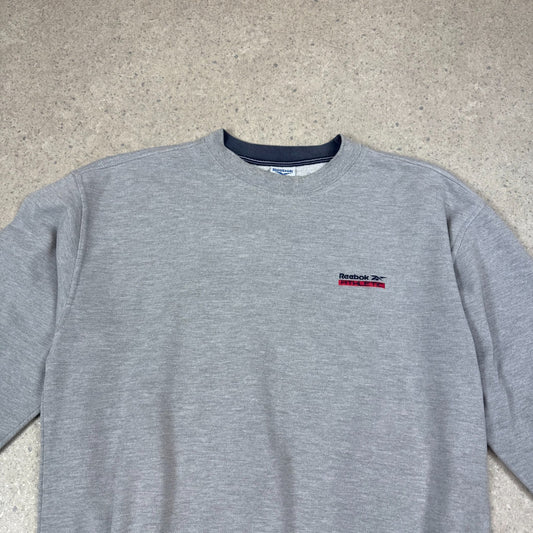 Reebok Athletic Sweatshirt L XL Grey Colourway Fully Embroidered Y2K Heavyweight