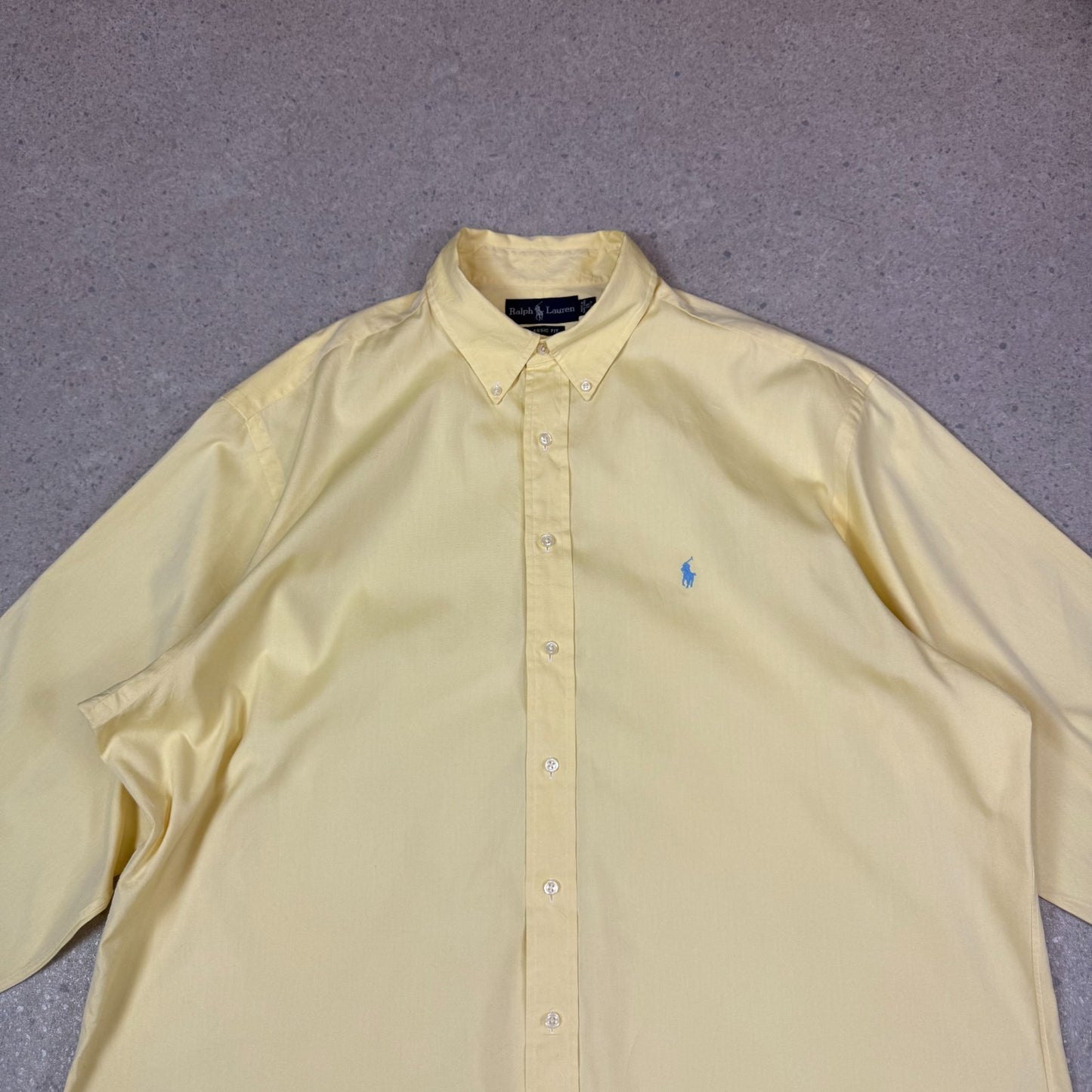 Ralph Lauren Shirt 2XL Yellow Embroidered Blue Logo Classic Fit 18” Neck