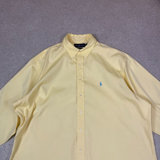 Ralph Lauren Shirt 2XL Yellow Embroidered Blue Logo Classic Fit 18” Neck