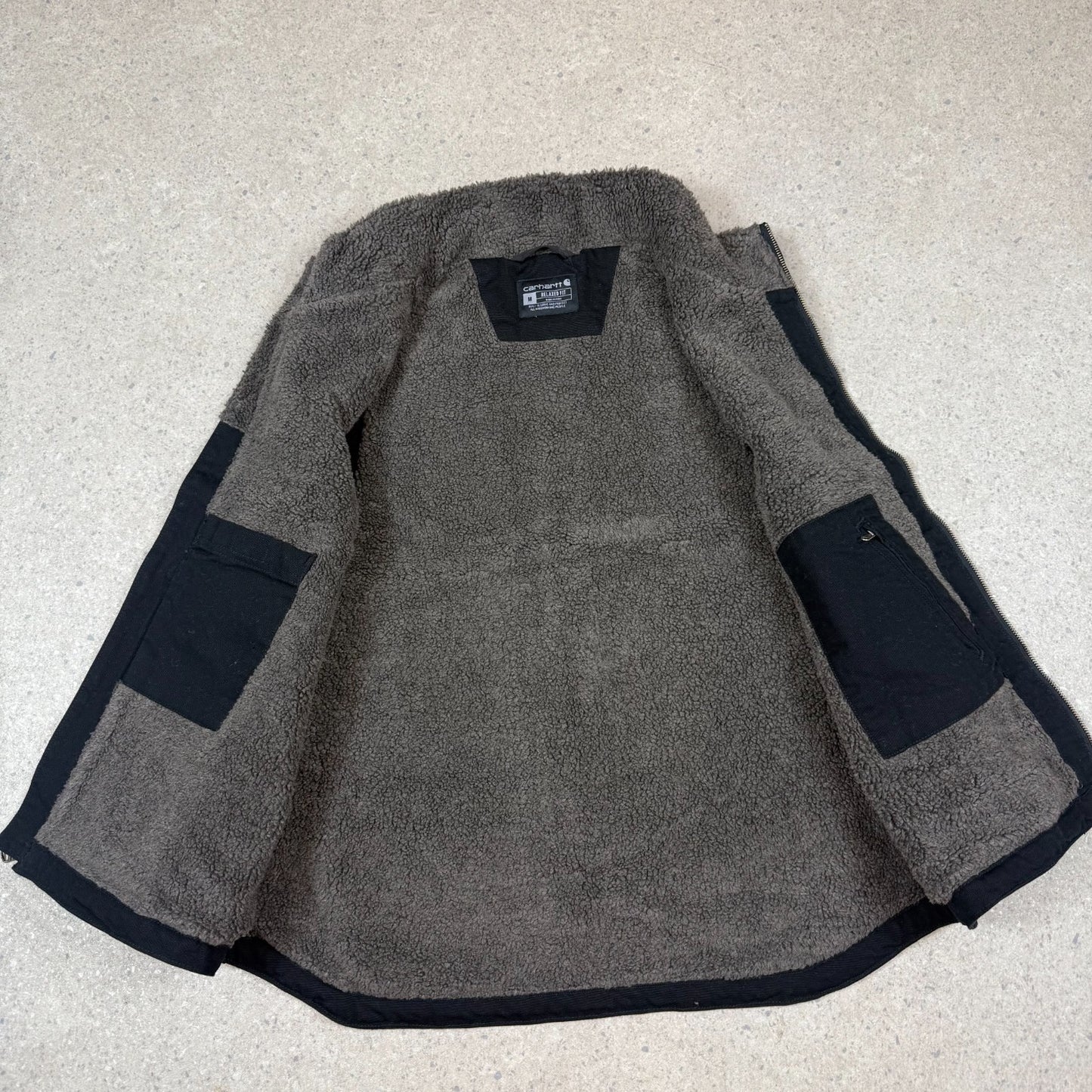 Carhartt Black Vest Large Fleece Lined Embroidered Logo