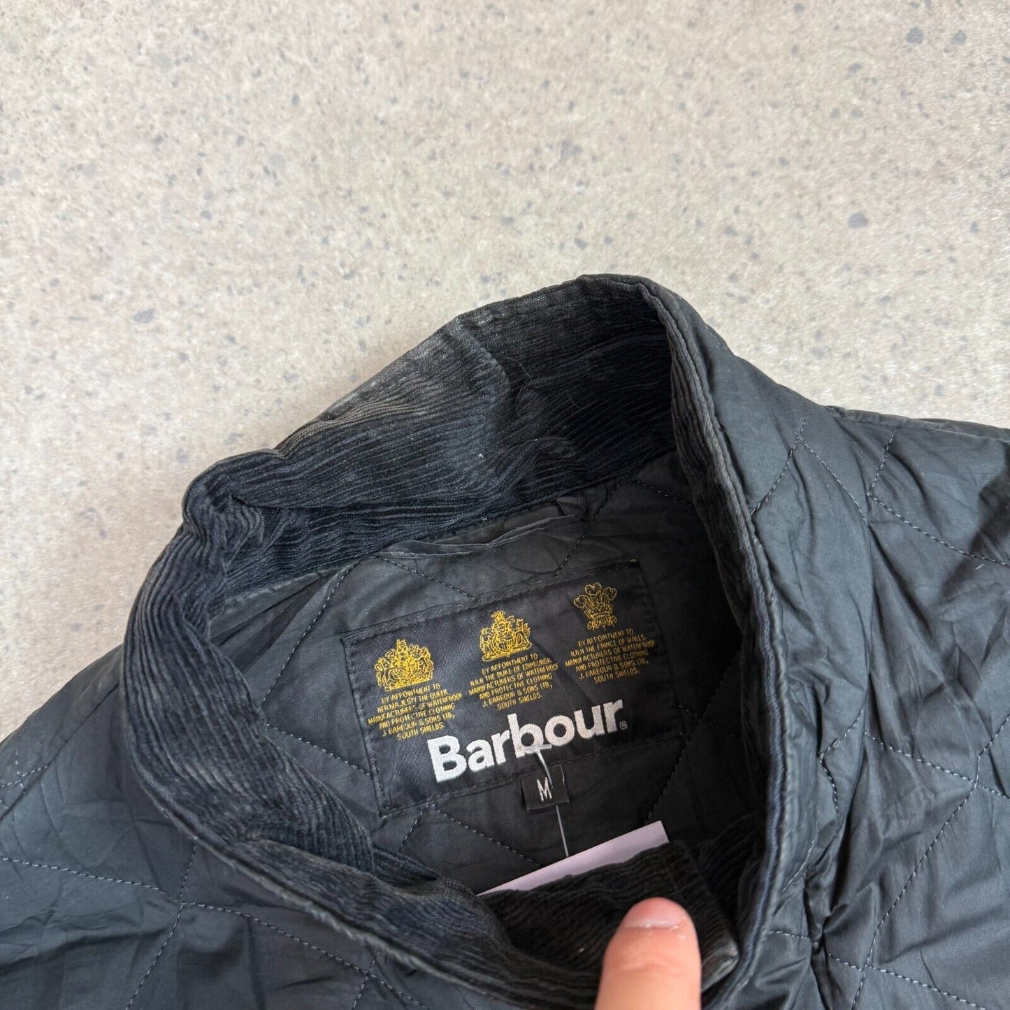 Barbour Jacket Medium Padded Black Jacket Embroidered Logo