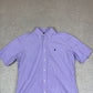 Ralph Lauren Shirt Medium Purple Check Embroidered Logo Short Sleeve