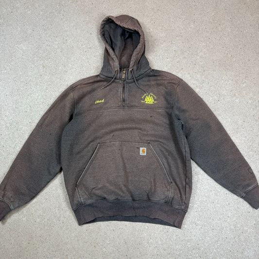 Carhartt 1/4 zip Hoodie Large Grey Rain Defender Paxton Heavyweight Sweatshirt