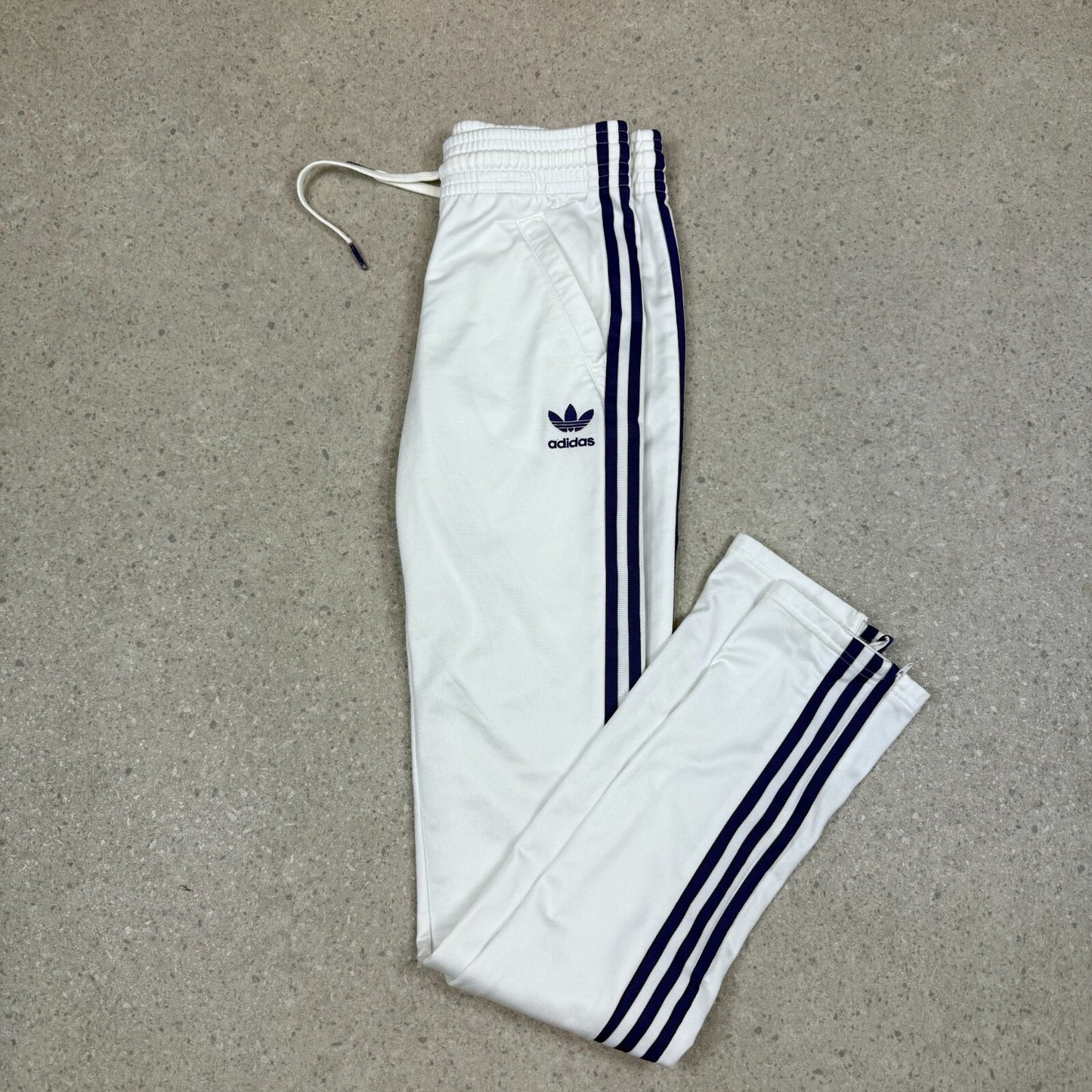 Adidas Joggers S/M White Purple Colourway Vintage 90s Black Stripes