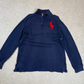 Ralph Lauren 1/4 Zip Sweater Medium Navy Blue Pullover