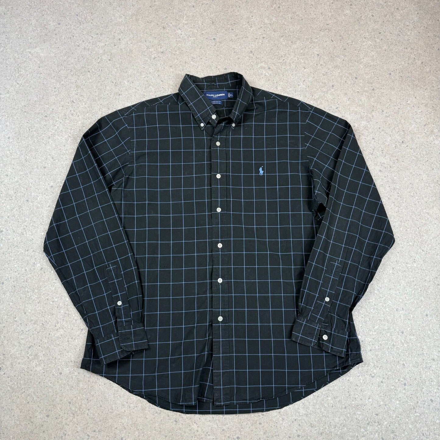 Ralph Lauren Golf Check Shirt XL Black Blue