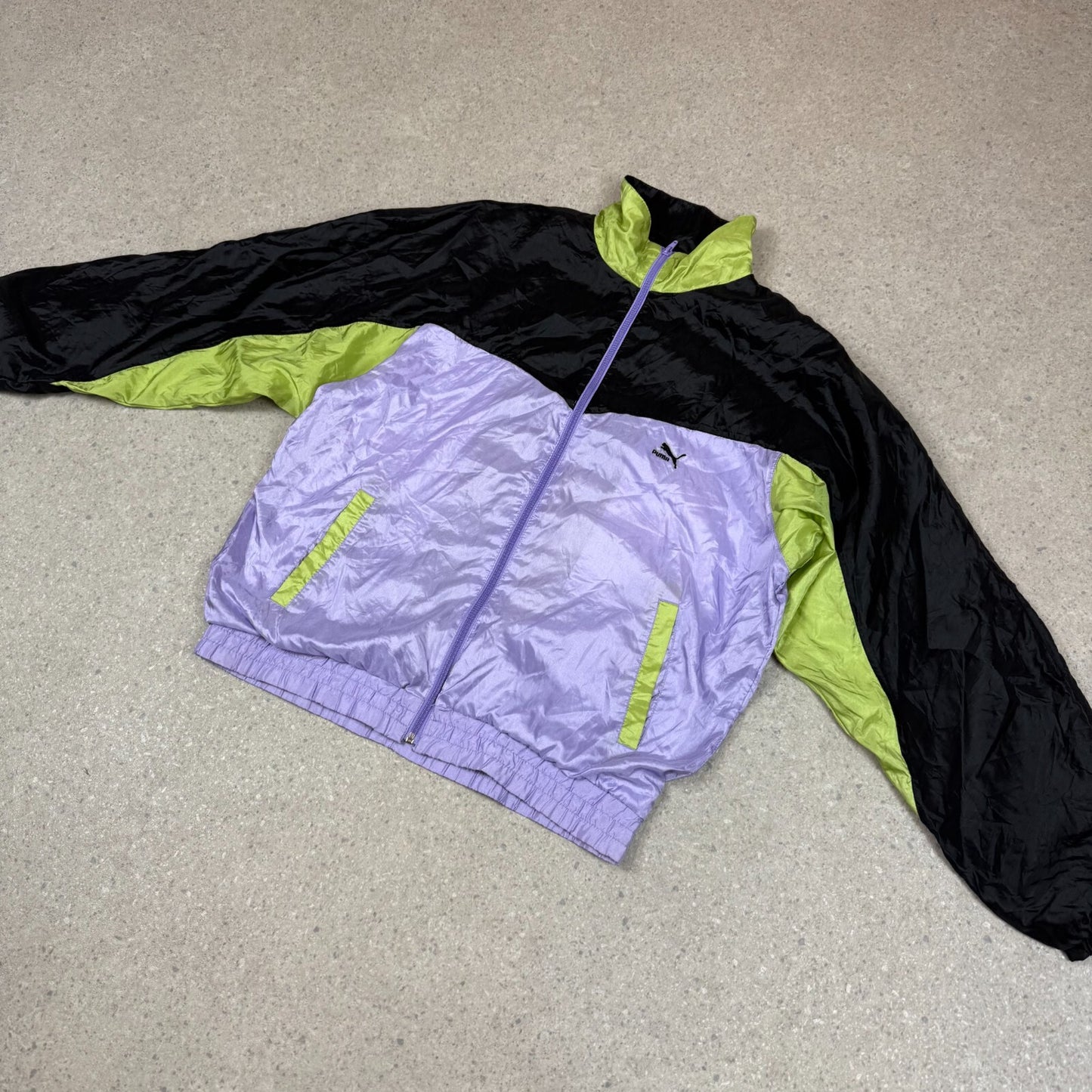 Puma Windbreaker Medium 90s Style Retro Embroidered Logo Cotton Lined