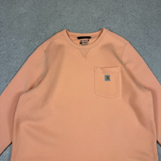 Carhartt Sweatshirt XL / XXL Peach Colourway Embroidered Logo Relaxed Fit
