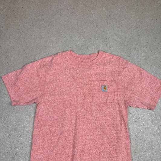 Carhartt T Shirt Small Pink Salmon Colourway Pocket Logo