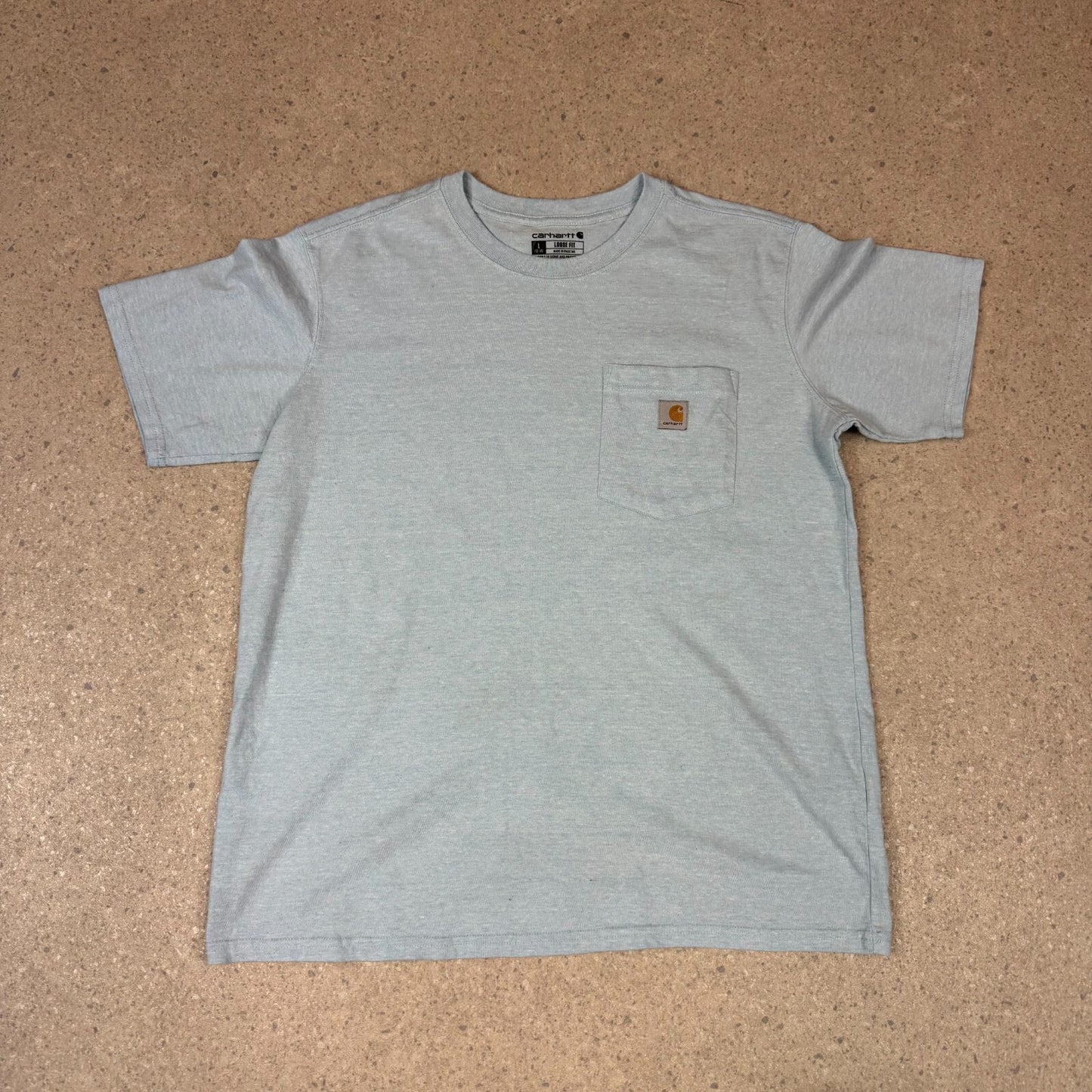 Carhartt Pocket Logo T Shirt Large Loose Fit Baby Blue Colourway Short Sleeve