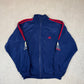 Adidas Velour Windbreaker Jacket Large Blue 90s Zip Up Logo