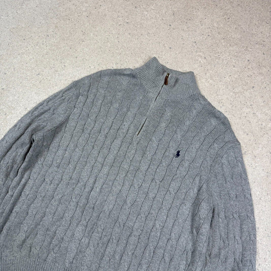 Polo Ralph Lauren 1/4 Zip Large Ribbed Grey Colourway