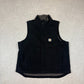 Carhartt Black Vest Large Fleece Lined Embroidered Logo