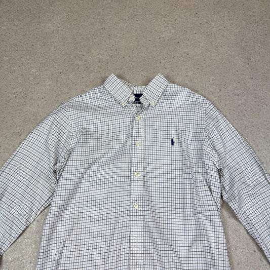 Ralph Lauren Check Shirt M White / Blue Colourway Embroidered Logo