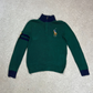 Ralph Lauren Womens Jumper Large Green 1/4 Zip Sweater Pullover Logo