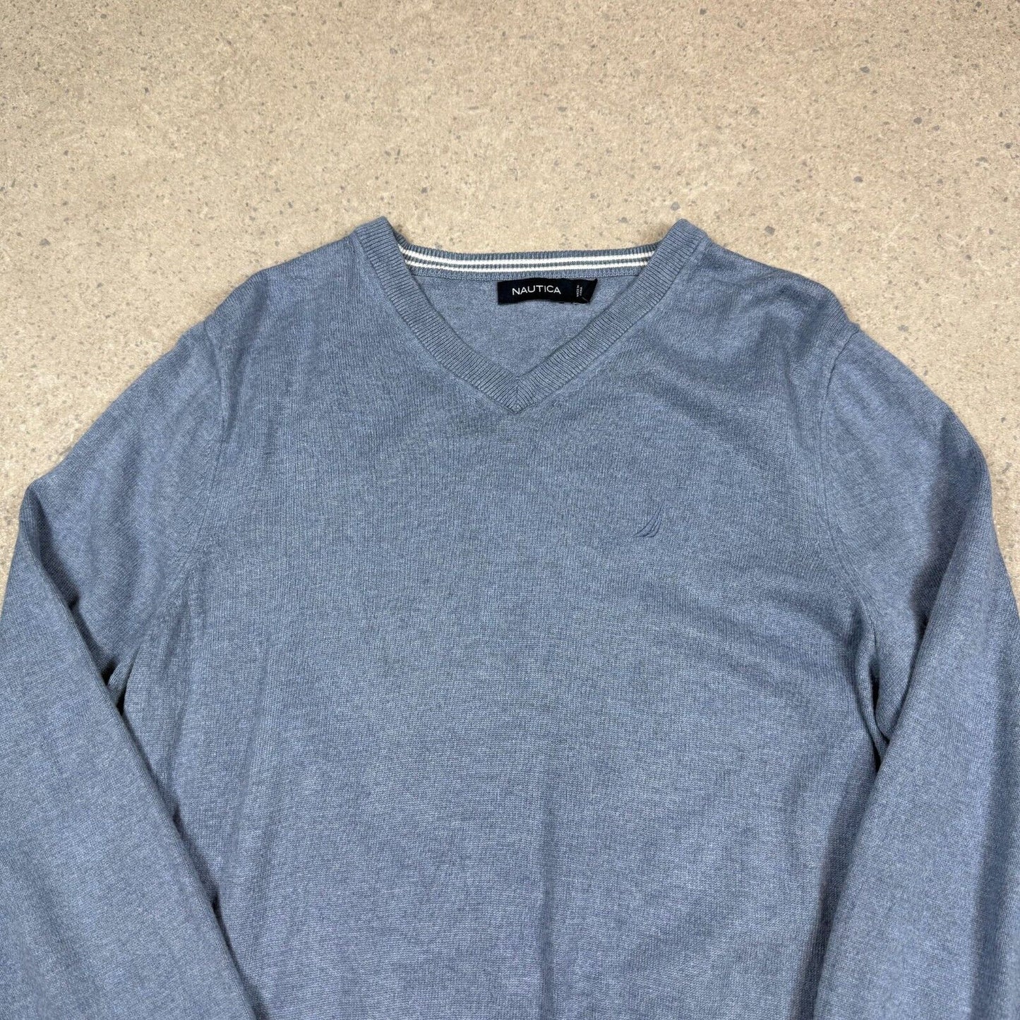 Nautica V Neck Medium Light Blue Pullover Jumper