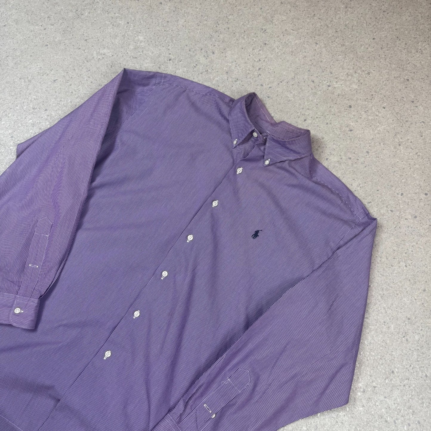 Ralph Lauren Shirt XL Purple Striped Embroidered Logo Long Sleeve