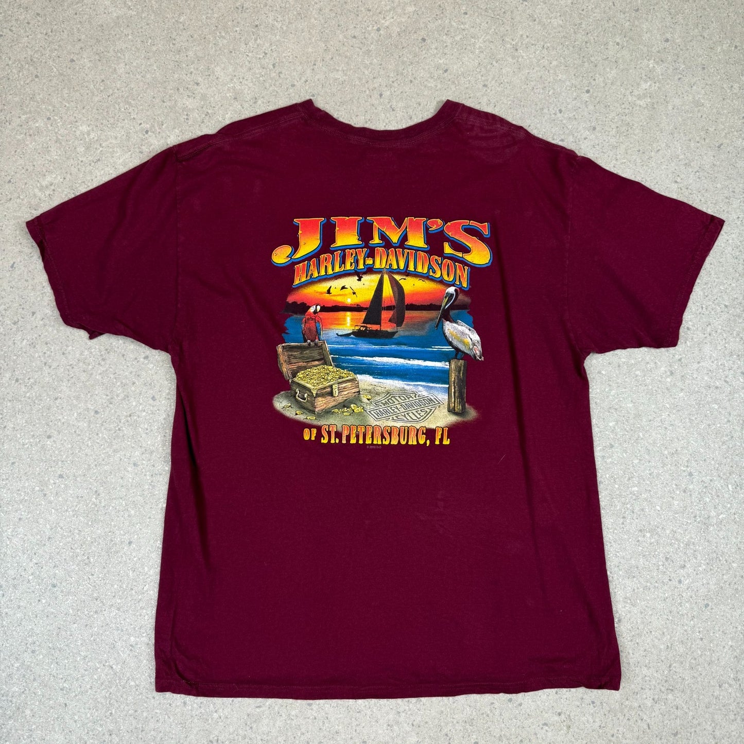 Harley Davidson T Shirt XL Burgundy Colourway ST Petersburg FL