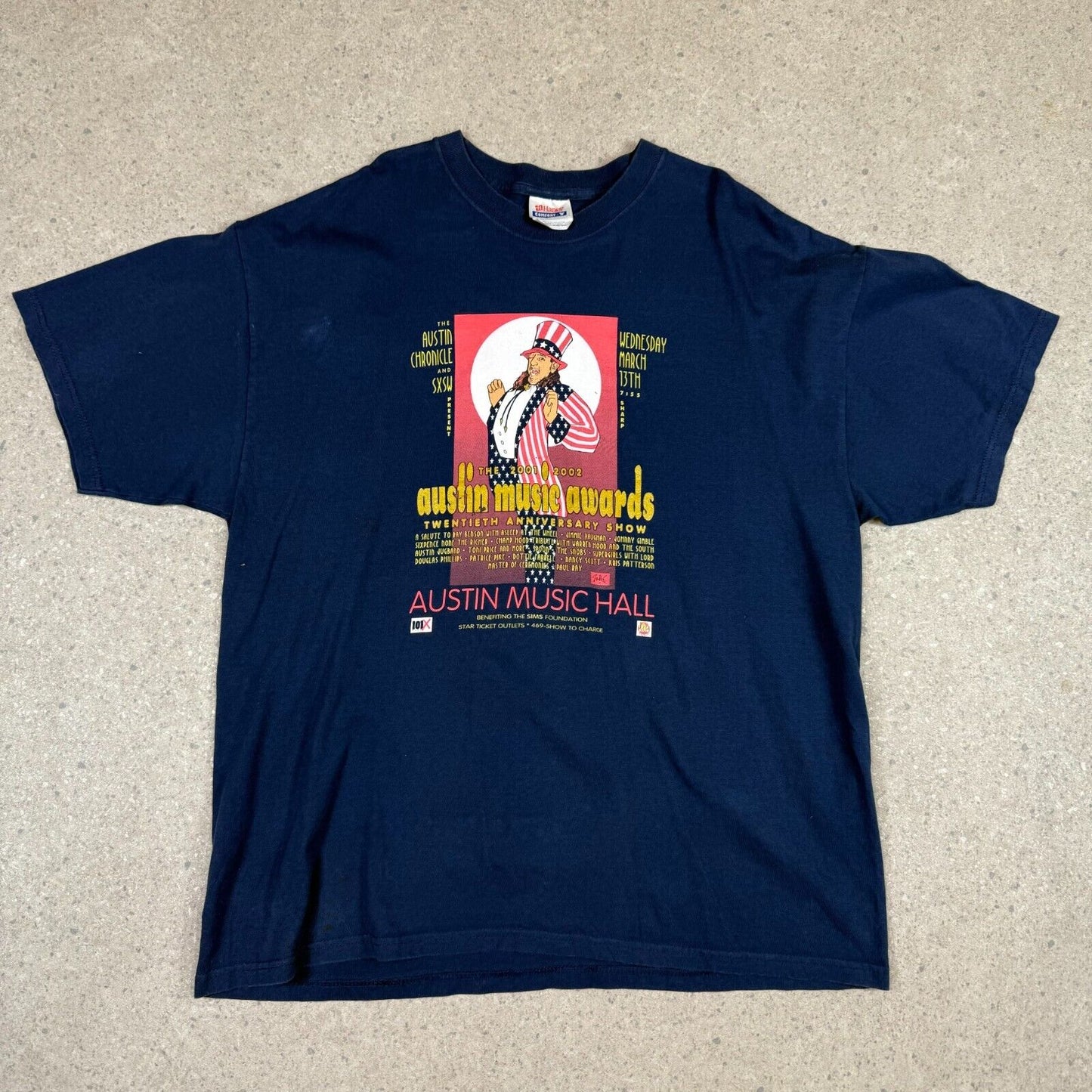 Austin Music Awards 2001 T Shirt XL Blue Hanes Relaxed Fit