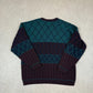 Unbranded Knit Jumper XL Heavyweight Knitted Green Burgundy