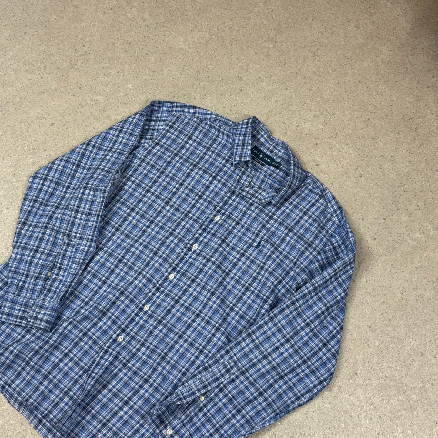 Ralph Lauren Check Shirt 2XL Blue Embroidered Logo